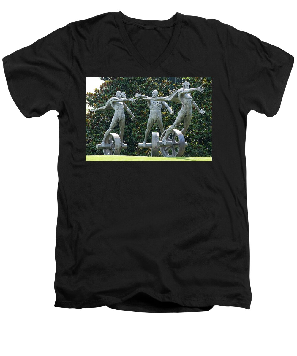 The Chase Men's V-Neck T-Shirt featuring the photograph The Chase by Ted Gall by Mary Ann Artz