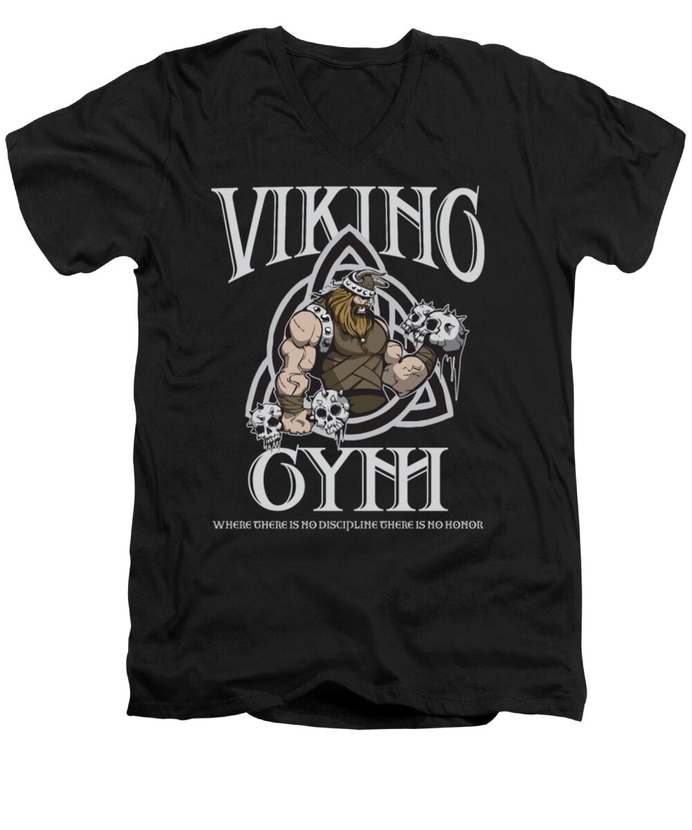 Axe Men's V-Neck T-Shirt featuring the digital art Viking Gym Gift by Tinh Tran Le Thanh