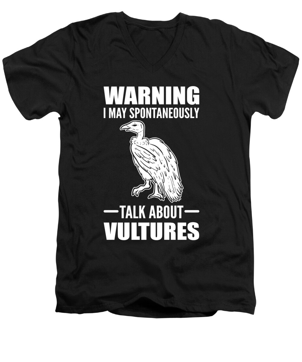 Vulture Men's V-Neck T-Shirt featuring the digital art Warning I May Spontaneously Talk About Vultures - Scavenger by Alessandra Roth