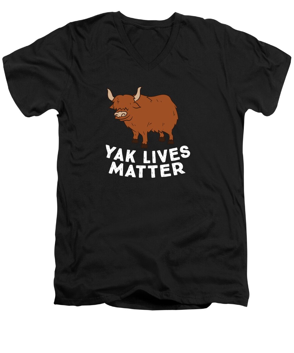 Yak Men's V-Neck T-Shirt featuring the digital art Yak Lives Matter Cute Yak Lover Gift by EQ Designs