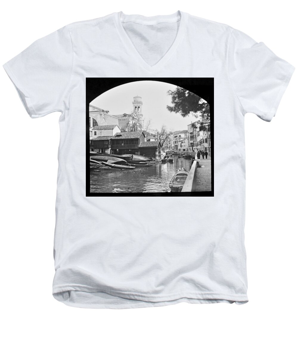 Pegnitz River Men's V-Neck T-Shirt featuring the photograph Pegnitz River Nuremberg Germany 1903 #1 by A Macarthur Gurmankin