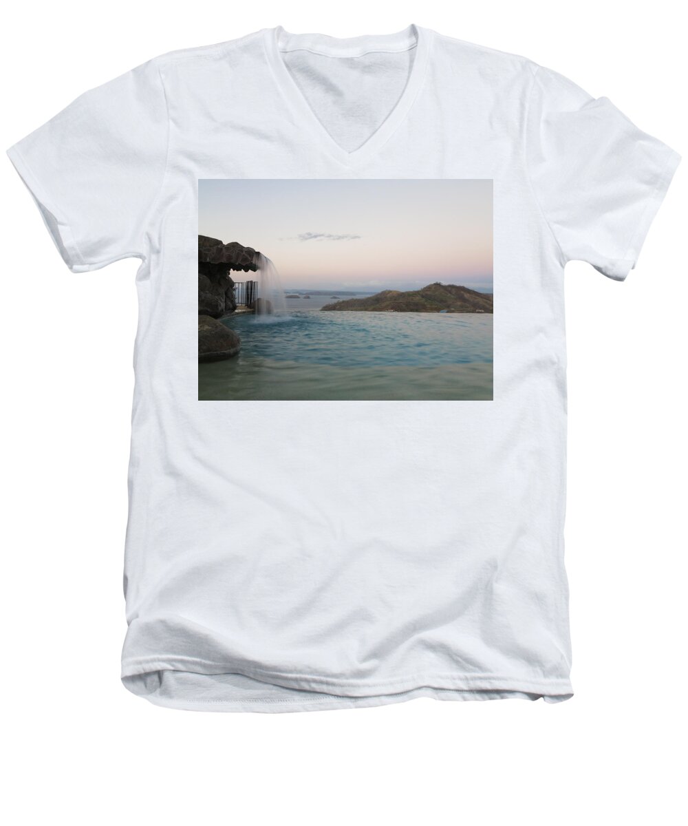 Waterfall Men's V-Neck T-Shirt featuring the photograph Evening Overlook by Jessica Myscofski