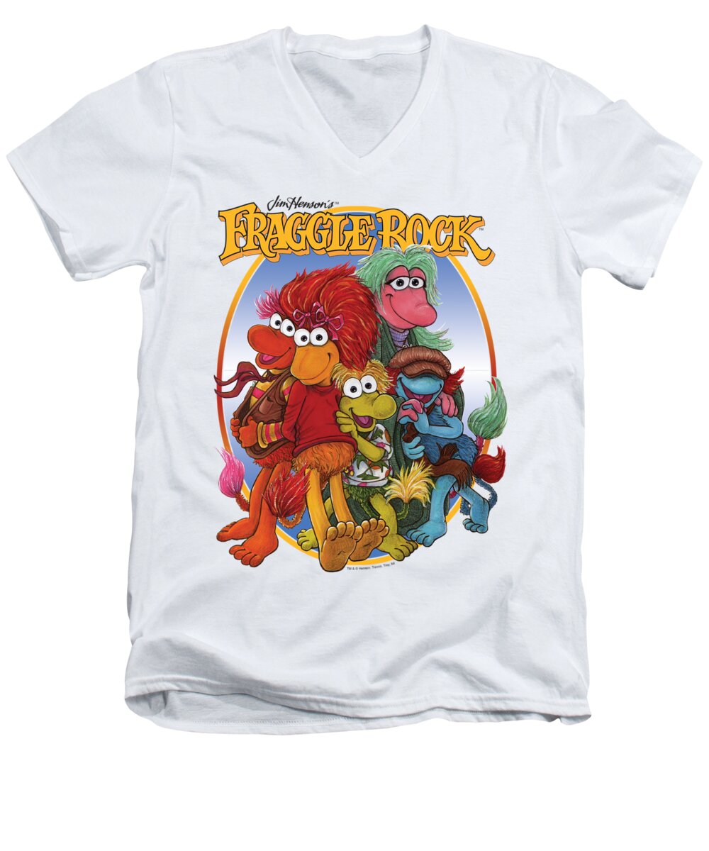  Men's V-Neck T-Shirt featuring the digital art Fraggle Rock - Group Hug by Brand A