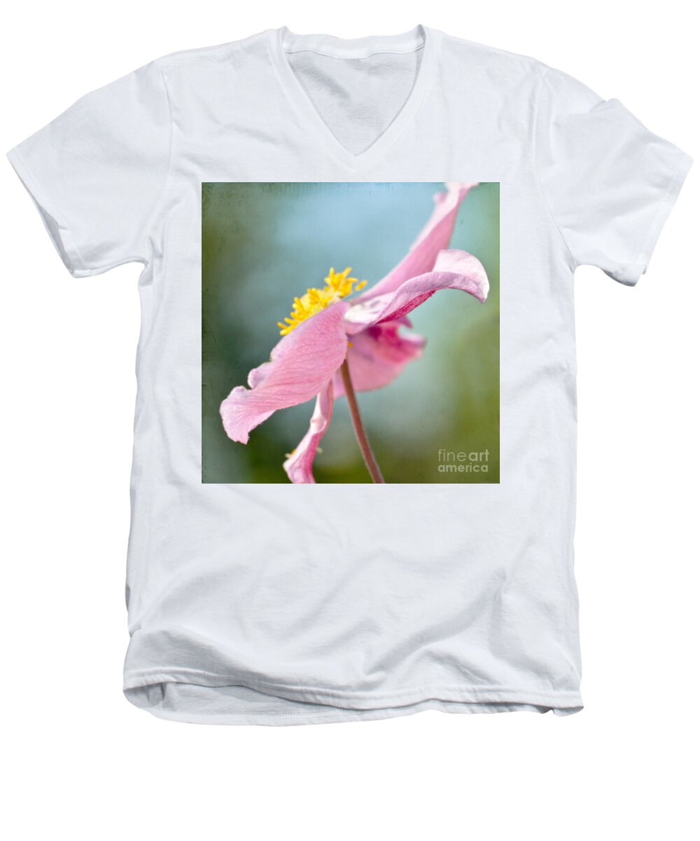 Japanese Anemone Men's V-Neck T-Shirt featuring the photograph Reaching for the Sky #2 by Kerri Farley