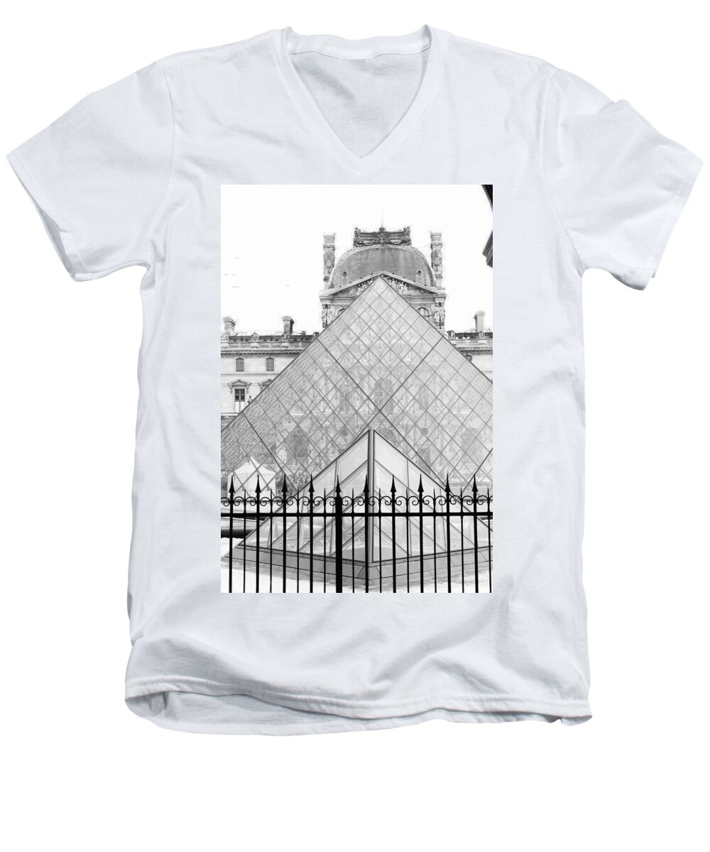 Louvre Men's V-Neck T-Shirt featuring the photograph The Louvre #1 by Samantha Delory