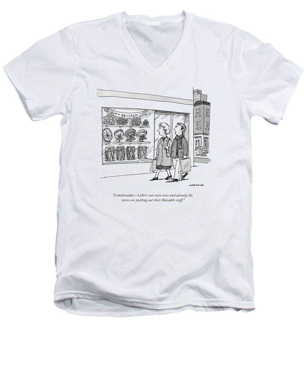 Cartoon Of The Day Men's V-Neck T-Shirt featuring the drawing Unbelievable - Lohri's Not Even by Joe Dator