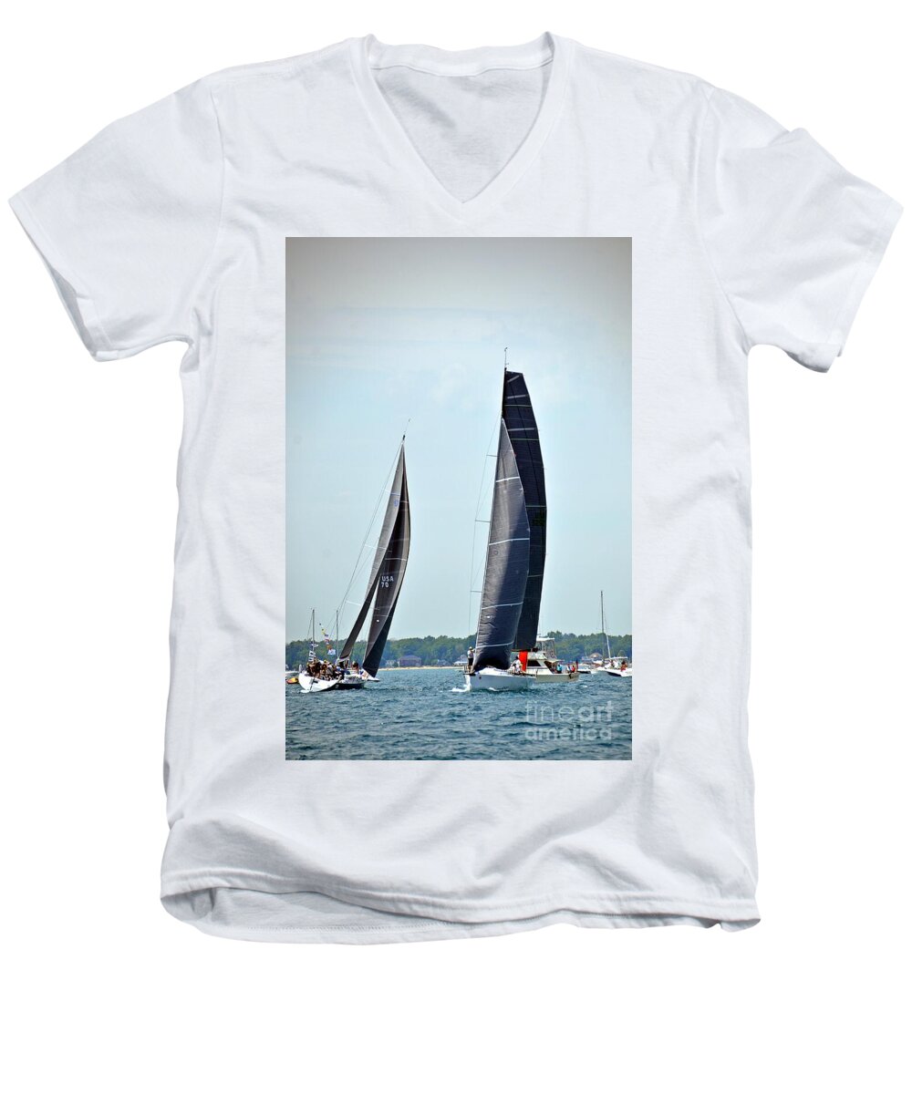 Bayview Yacht Club Men's V-Neck T-Shirt featuring the photograph Evolution and Natalie J by Randy J Heath