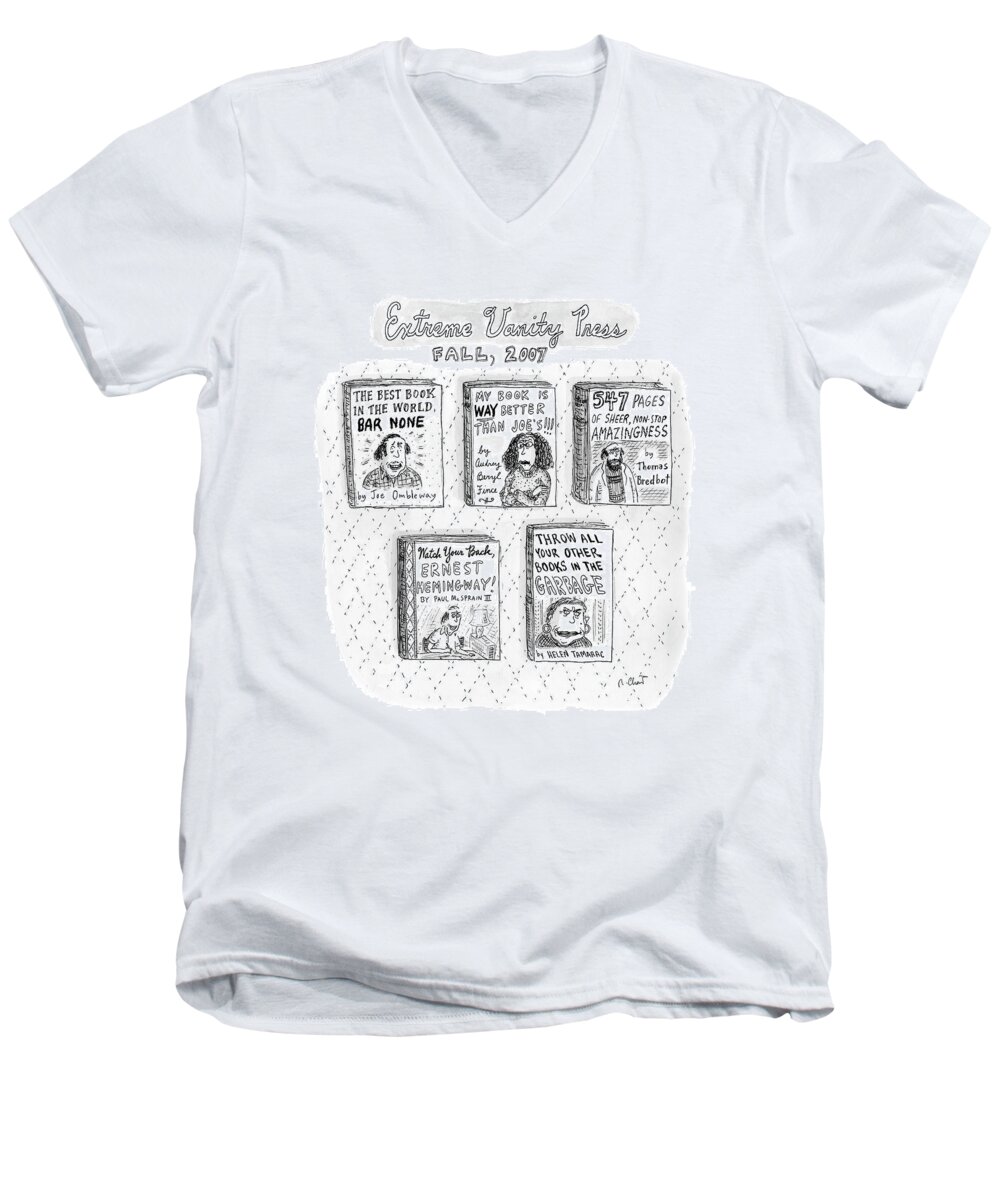 Vanity Men's V-Neck T-Shirt featuring the drawing New Yorker September 24th, 2007 by Roz Chast