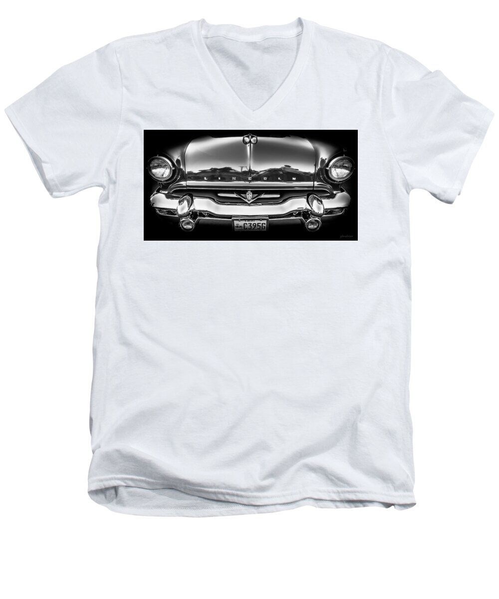 Cars Men's V-Neck T-Shirt featuring the photograph 1953 Lincoln - Capri by Steven Milner