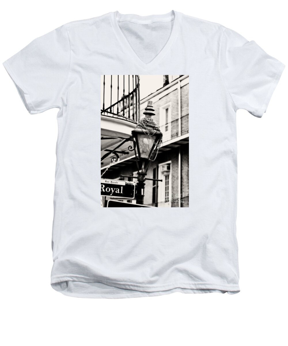 Gas Lamp Men's V-Neck T-Shirt featuring the photograph Dressed for the Party - expresso toned by Scott Pellegrin