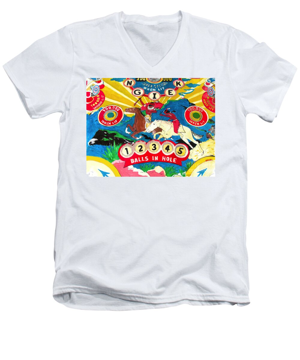 Gouache Men's V-Neck T-Shirt featuring the painting Native Pinball by Beth Saffer