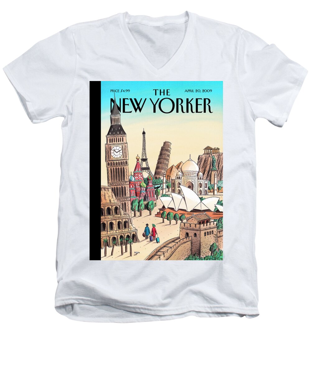 Vacation Men's V-Neck T-Shirt featuring the painting Ultimate Destination by Jacques de Loustal