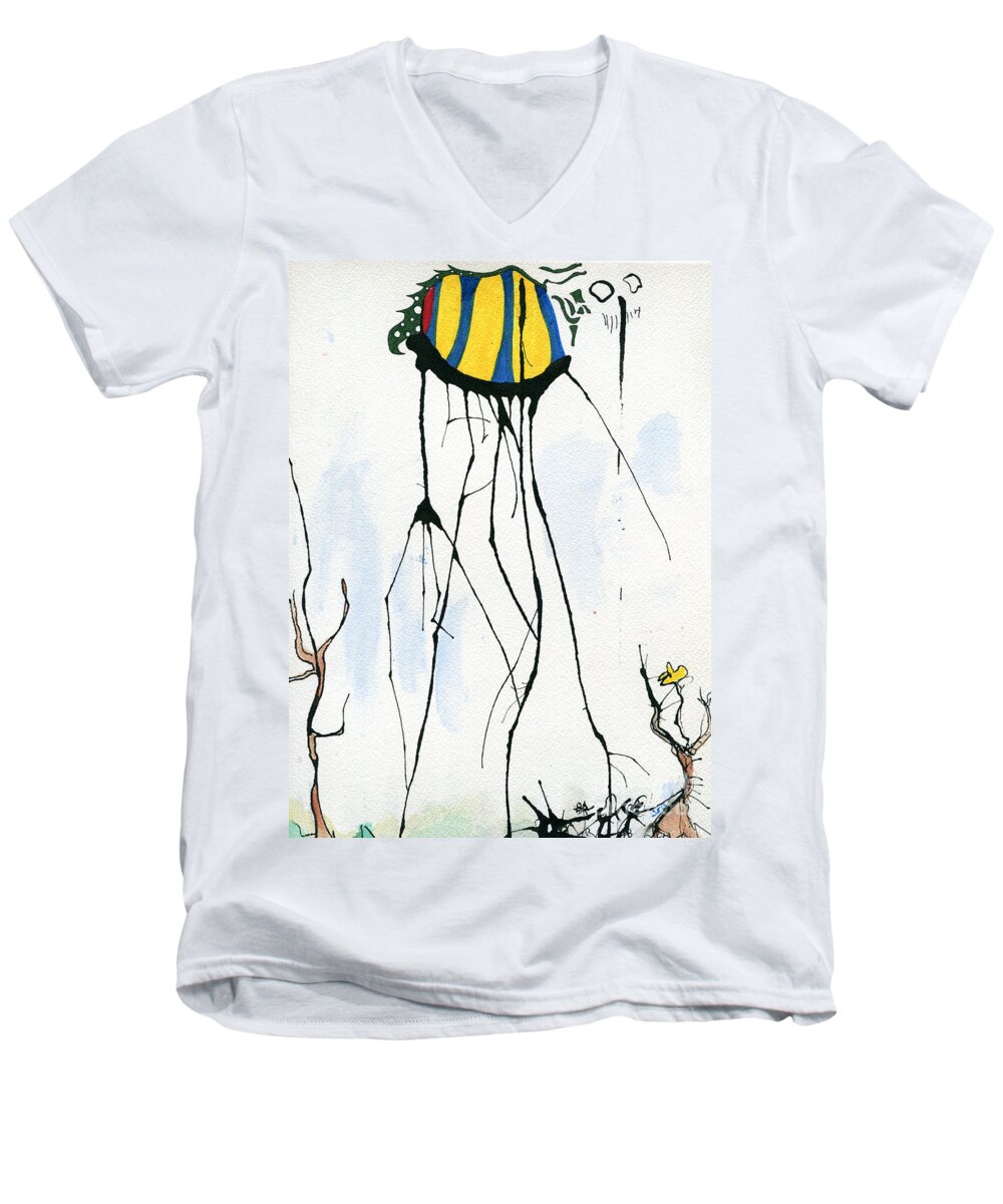 Watercolor Men's V-Neck T-Shirt featuring the painting Untitled #2 by Jeff Barrett