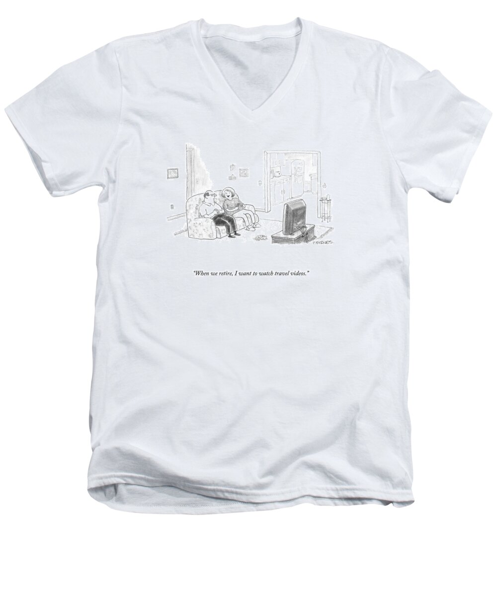 Travel Men's V-Neck T-Shirt featuring the drawing When We Retire by Pat Byrnes