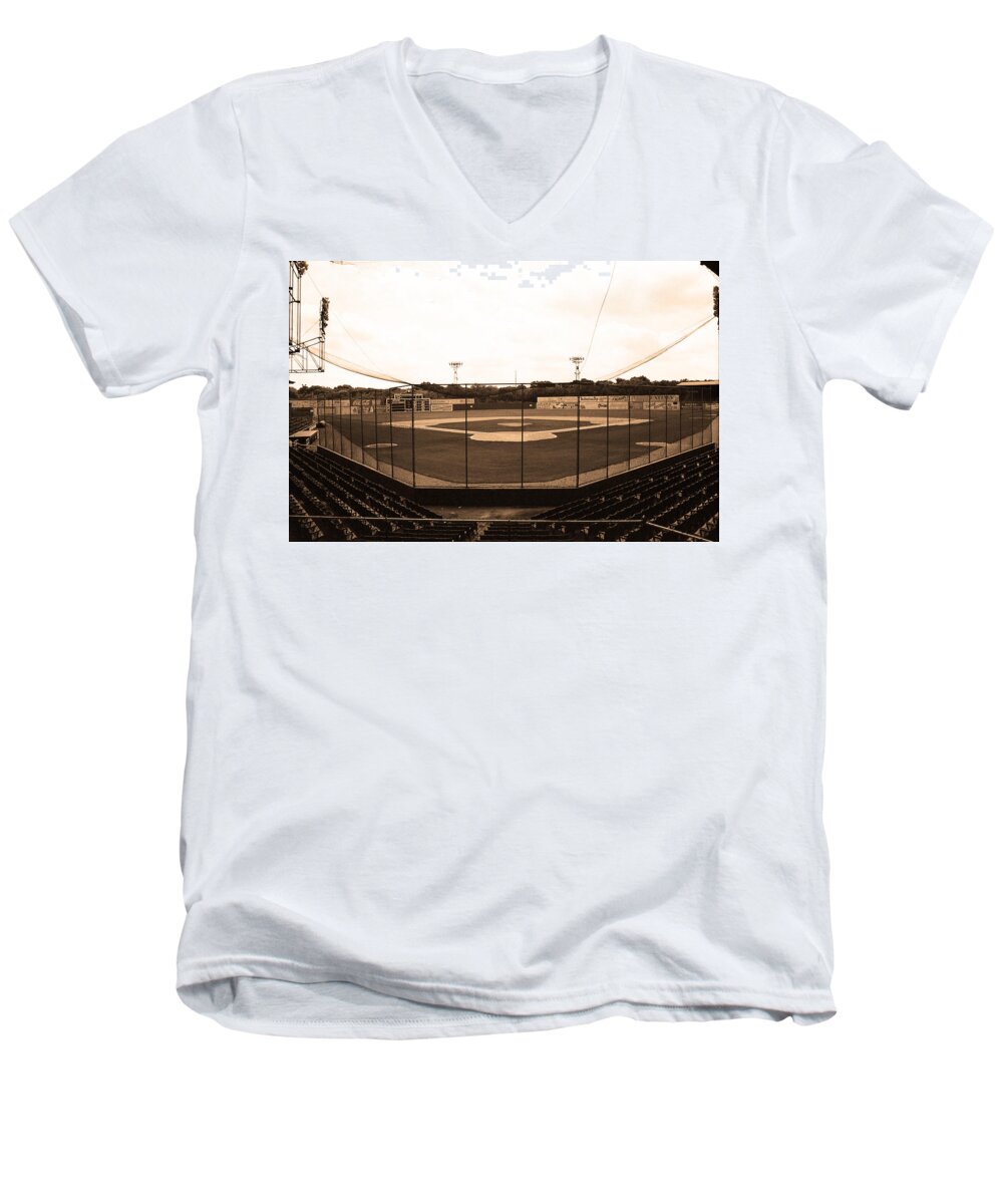 Ad Men's V-Neck T-Shirt featuring the photograph Rickwood Field #3 by Frank Romeo