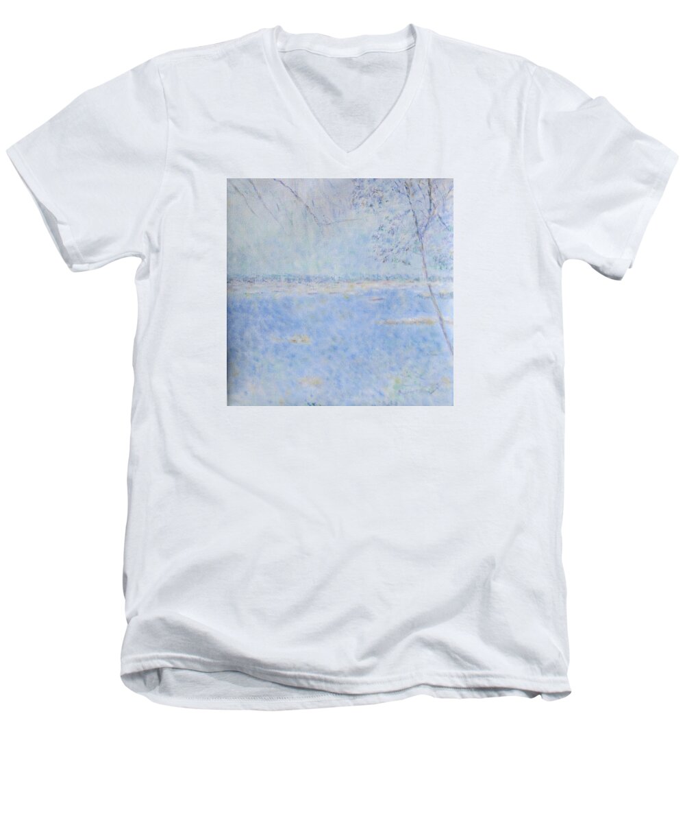 Impressionism Men's V-Neck T-Shirt featuring the painting Water of Les Iles De Lerins France by Glenda Crigger