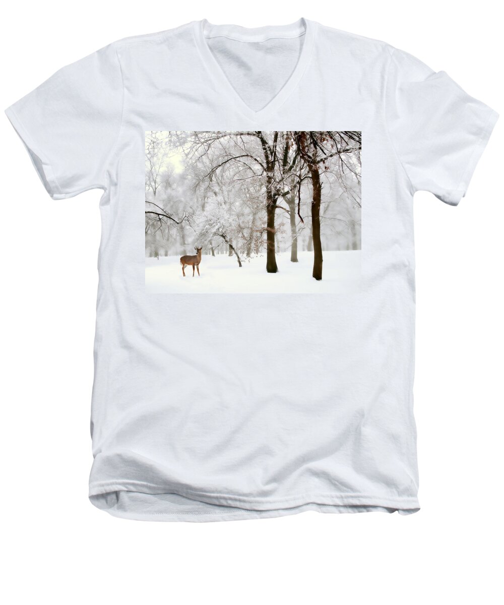 #faatoppicks Men's V-Neck T-Shirt featuring the photograph Winter's Breath by Jessica Jenney
