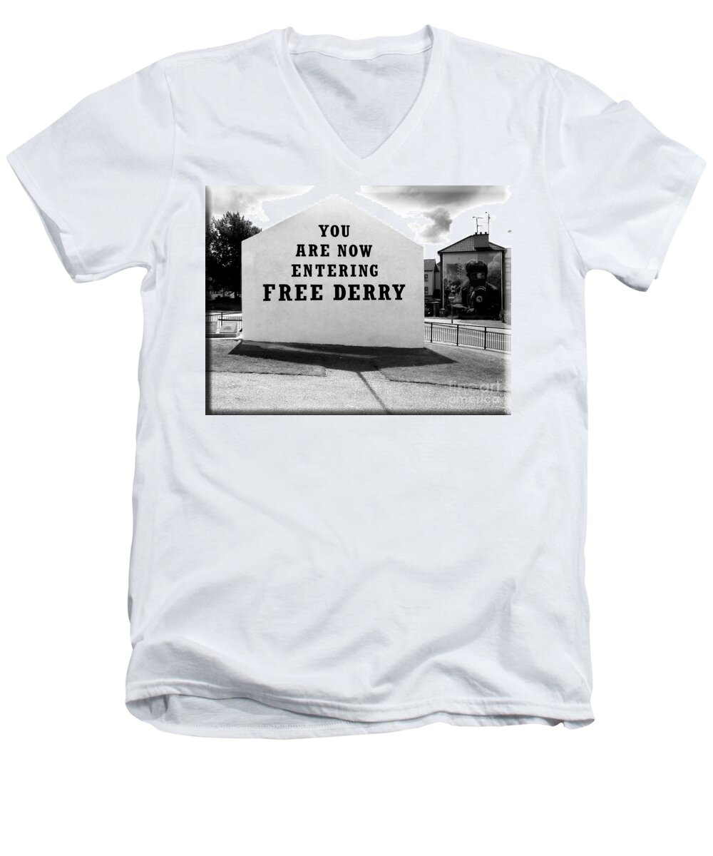Free Derry Corner Men's V-Neck T-Shirt featuring the photograph Free Derry Corner 5 by Nina Ficur Feenan