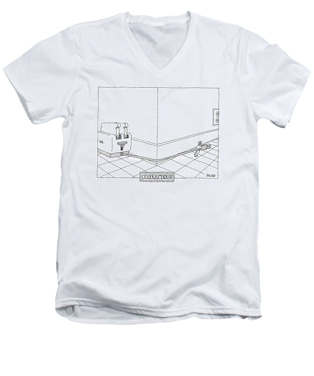 Food Men's V-Neck T-Shirt featuring the drawing New Yorker September 4th, 2006 by Jack Ziegler