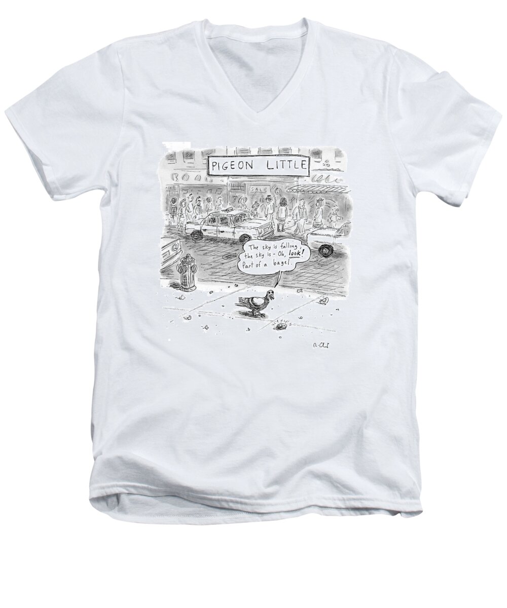 Pigeons Men's V-Neck T-Shirt featuring the drawing Captionless by Roz Chast