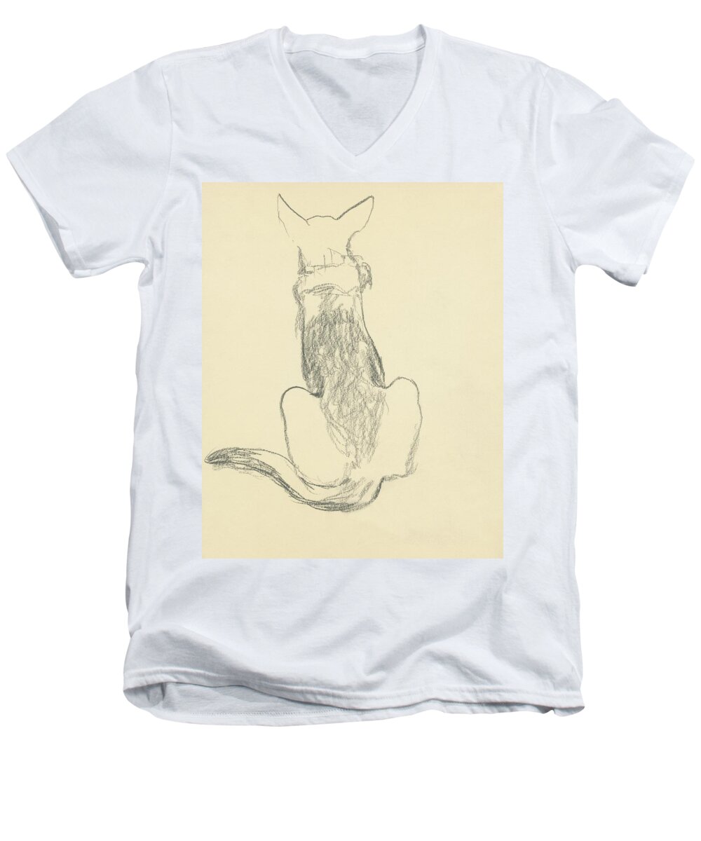 Animal Men's V-Neck T-Shirt featuring the digital art A German Shepherd by Carl Oscar August Erickson