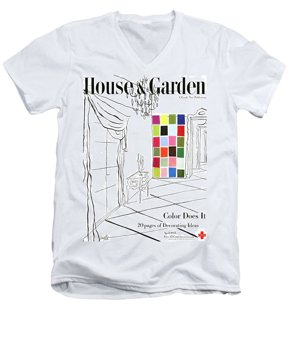 Illustration Men's V-Neck T-Shirt featuring the photograph A House And Garden Cover Of Color Swatches by Priscilla Peck