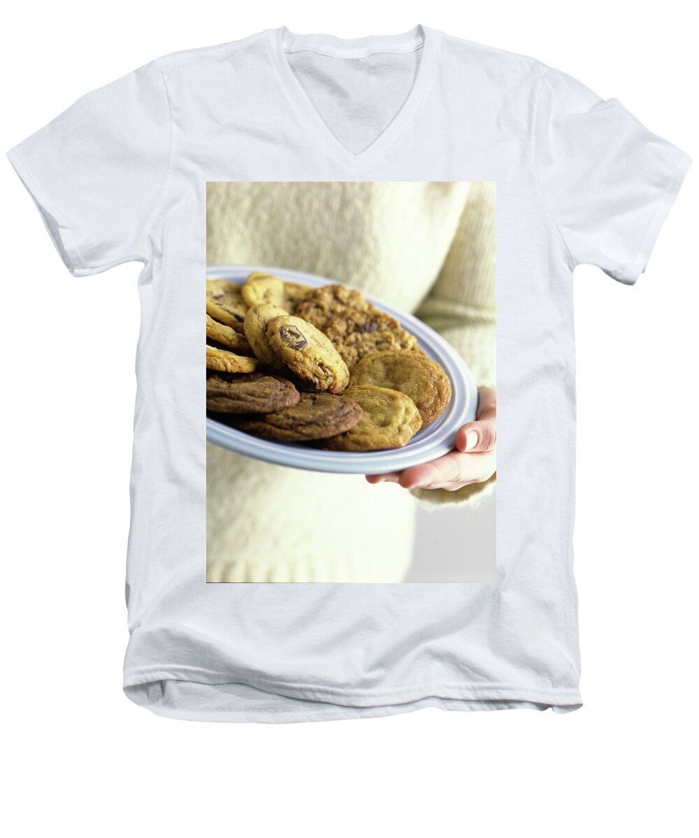 Cooking Men's V-Neck T-Shirt featuring the photograph A Plate Of Cookies by Romulo Yanes