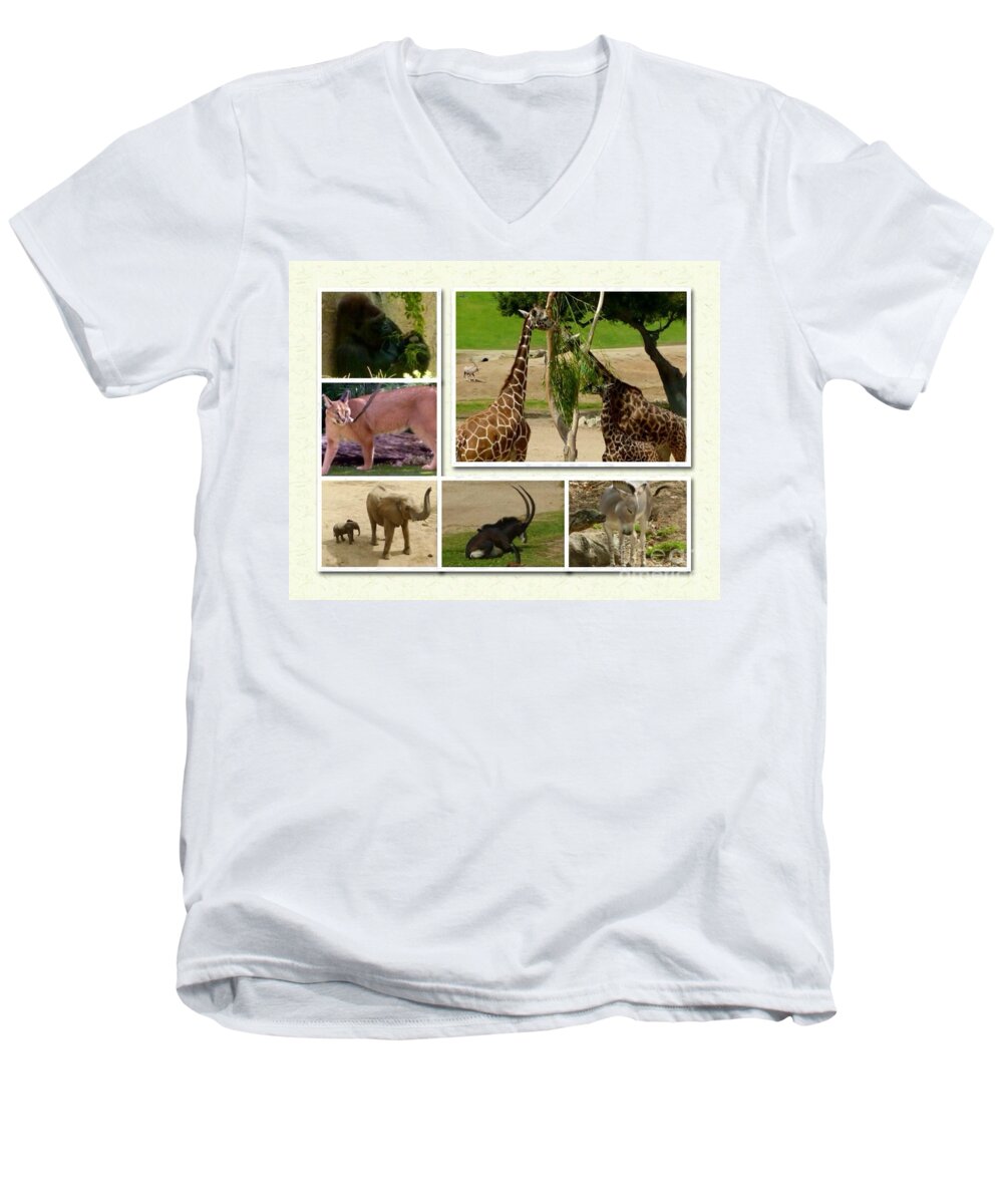 Animals Men's V-Neck T-Shirt featuring the photograph African Animals by Susan Garren