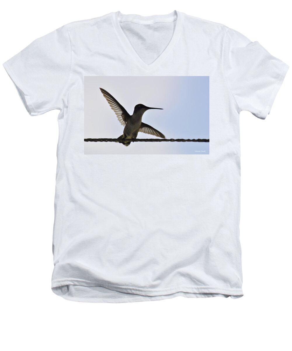 Alabama Men's V-Neck T-Shirt featuring the photograph Alabama Hummingbird by Verana Stark