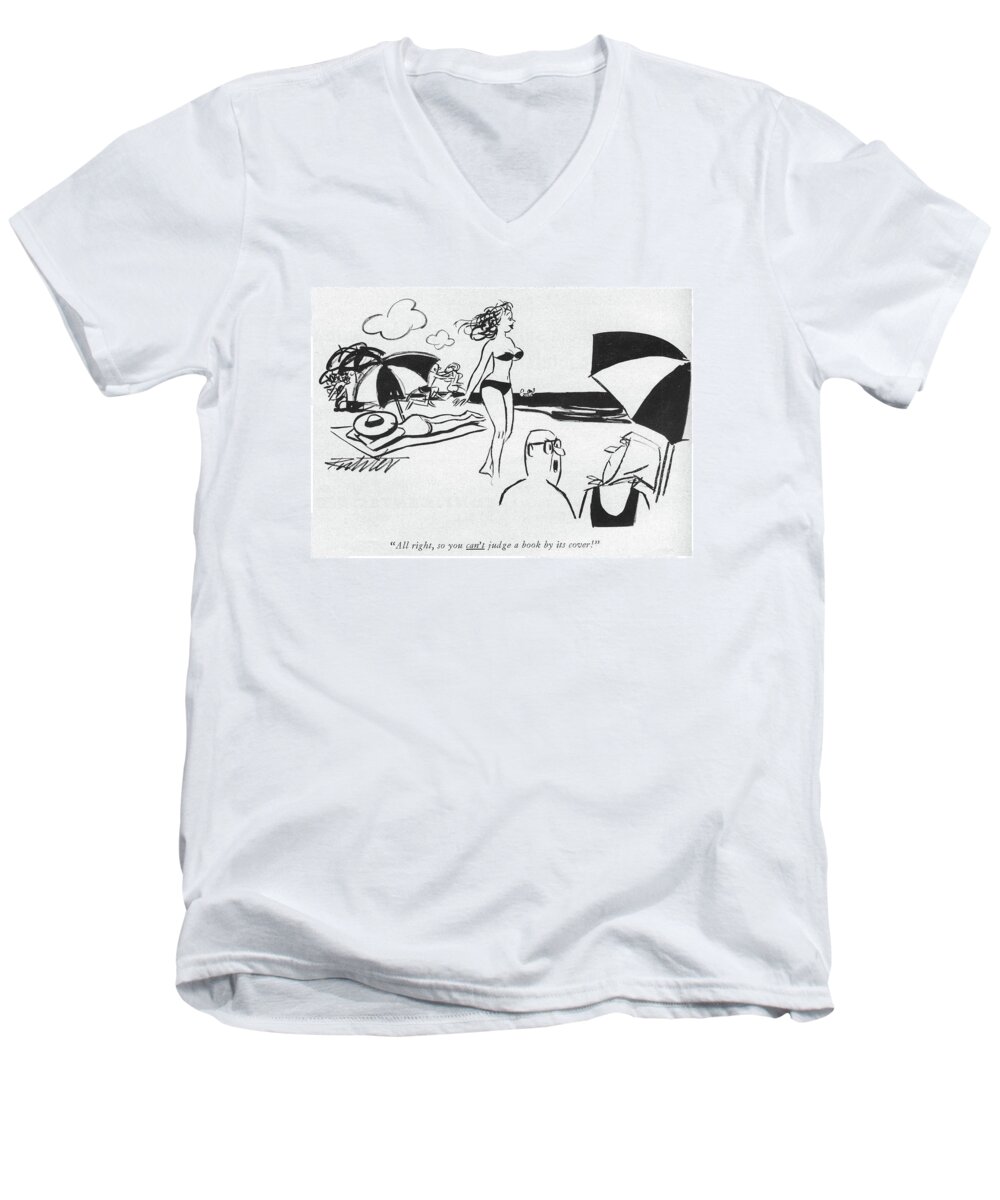 Lust Men's V-Neck T-Shirt featuring the drawing You Can't Judge A Book By Its Cover by Mischa Richter