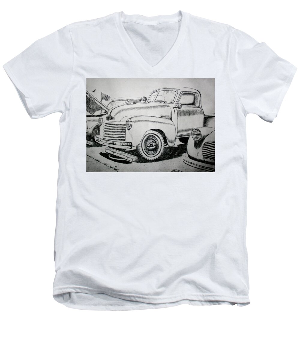 Americana Men's V-Neck T-Shirt featuring the drawing American Made by Stacy C Bottoms