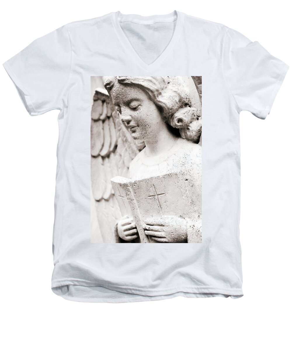 Angel Men's V-Neck T-Shirt featuring the photograph Angels Prayers and Miracles by Trish Mistric
