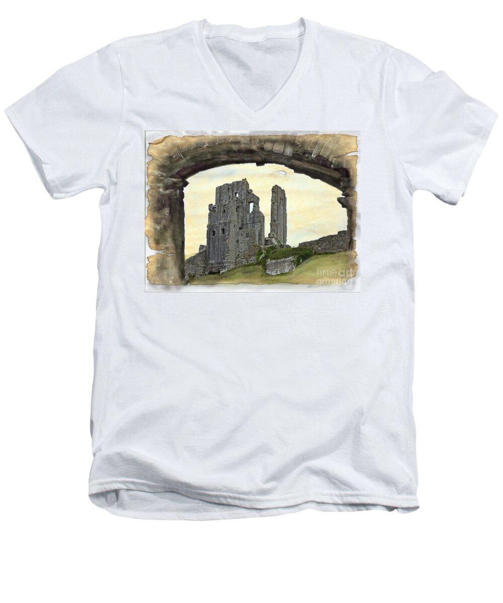 English Castles Men's V-Neck T-Shirt featuring the photograph Archway To History by Linsey Williams