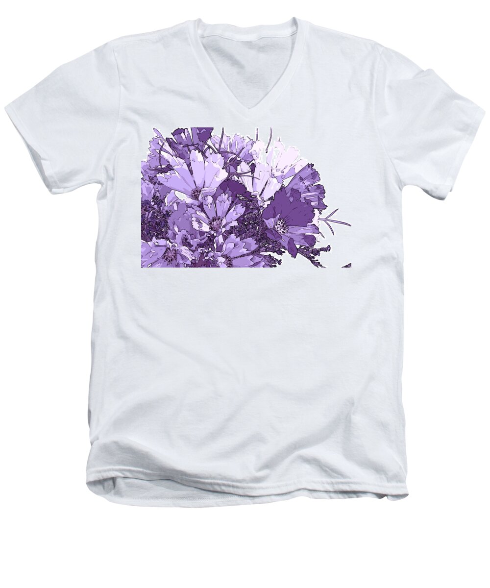 Purple Artsy Cosmos Flowers Men's V-Neck T-Shirt featuring the photograph Artsy Purple Cosmos by Sandra Foster