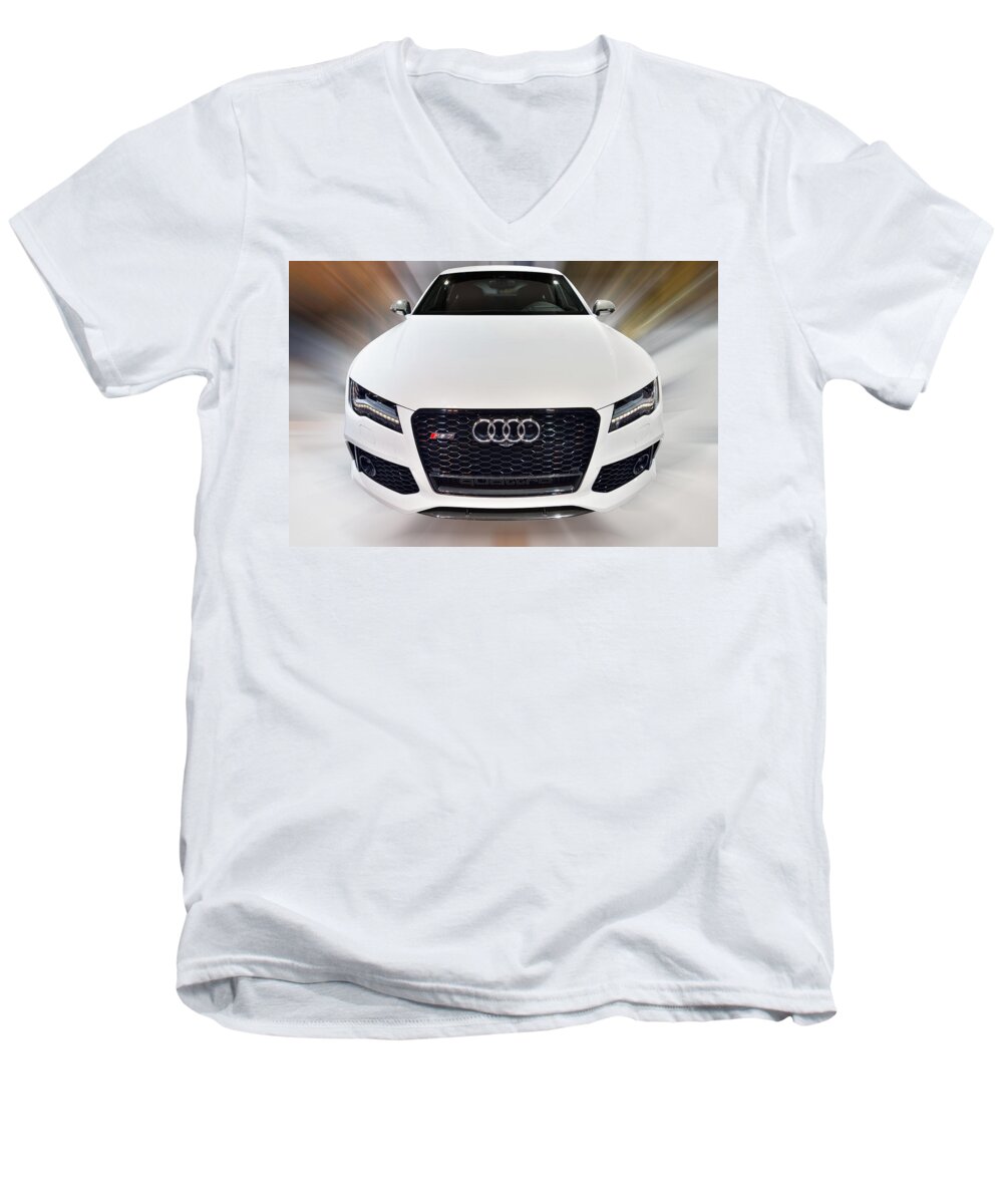 Audi Men's V-Neck T-Shirt featuring the photograph AUDI R S 7 Quattro 2014 by Dragan Kudjerski