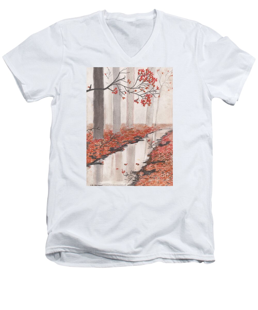 Autumn Leaves Men's V-Neck T-Shirt featuring the pastel Autumn Leaves by David Jackson