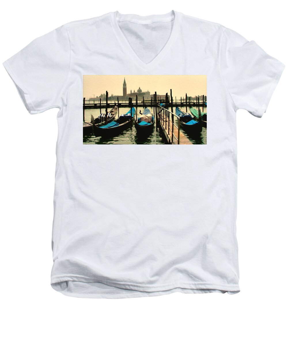 Pisa Men's V-Neck T-Shirt featuring the photograph Beautiful Day in Venice by Brian Reaves