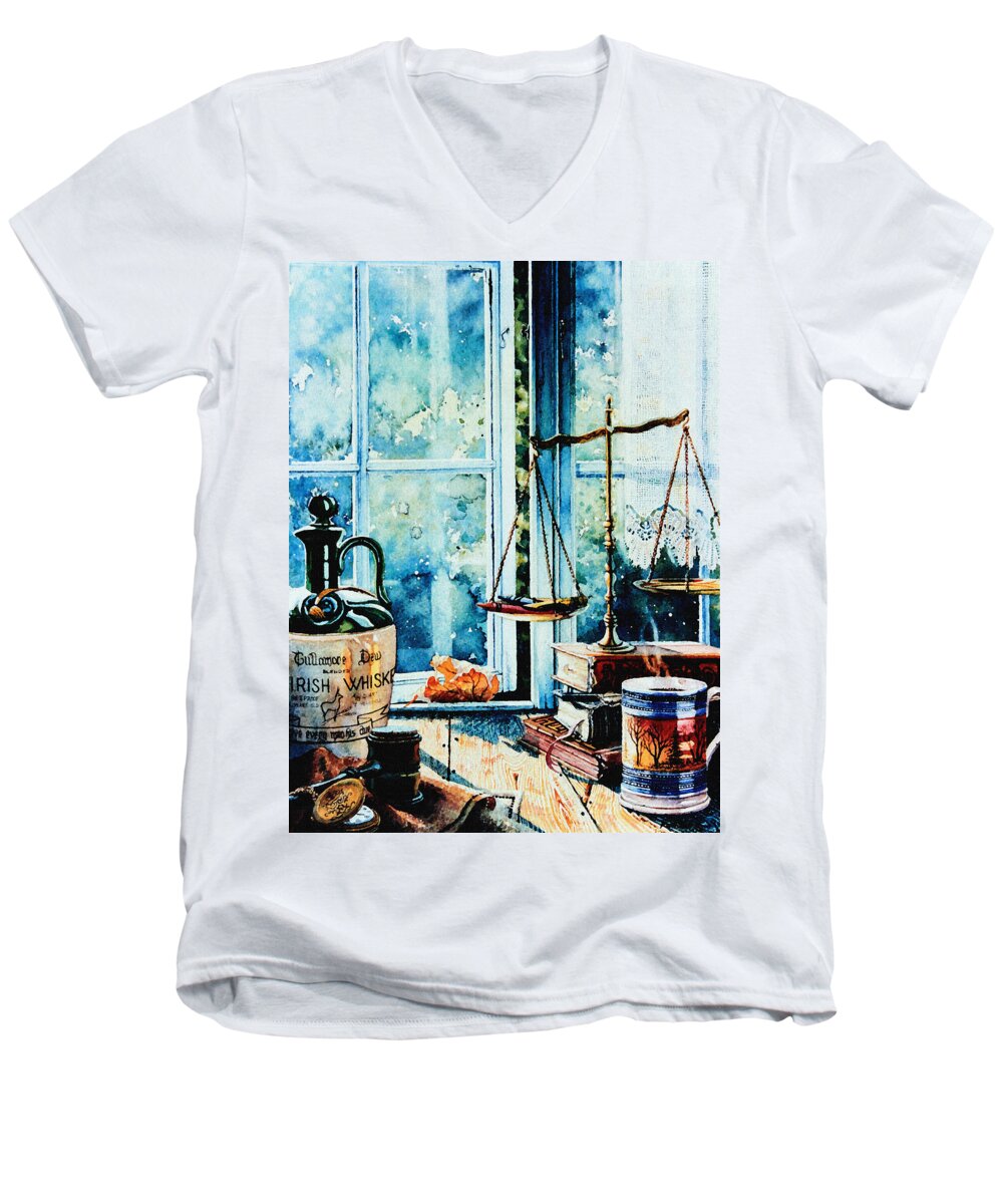 Beyond The Shadow Of Doubt Men's V-Neck T-Shirt featuring the painting Beyond The Shadow Of Doubt by Hanne Lore Koehler