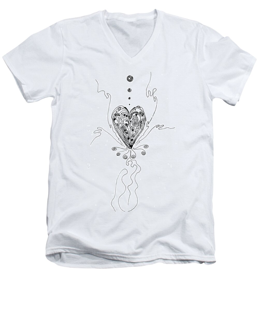 Valentine Men's V-Neck T-Shirt featuring the drawing Blossoming Love by Regina Valluzzi