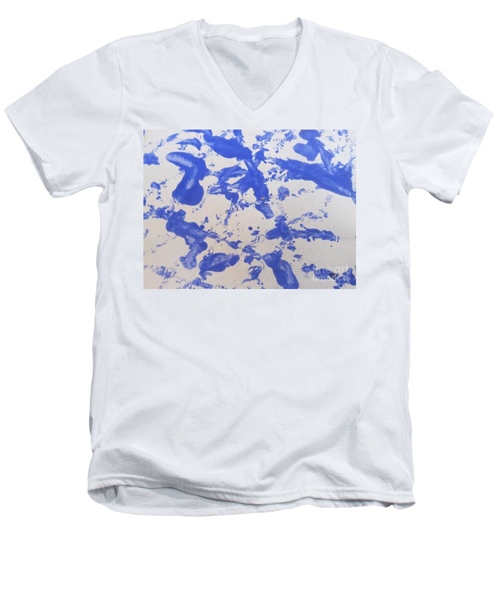 Art Men's V-Neck T-Shirt featuring the mixed media Blue 1 by Iyanuoluwa Adeshina
