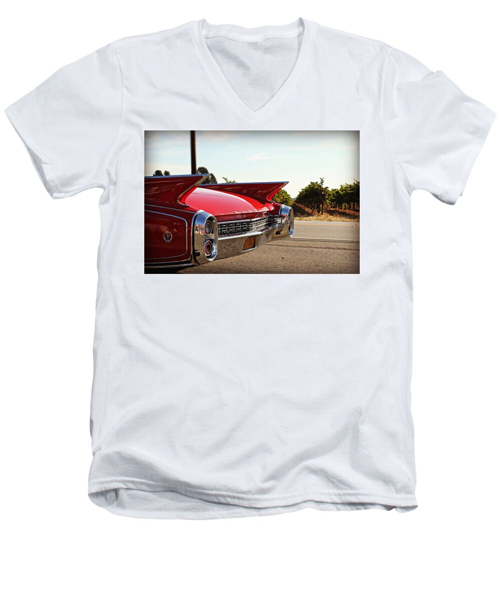 Cadillac Men's V-Neck T-Shirt featuring the photograph Cadillac in Wine Country by Steve Natale