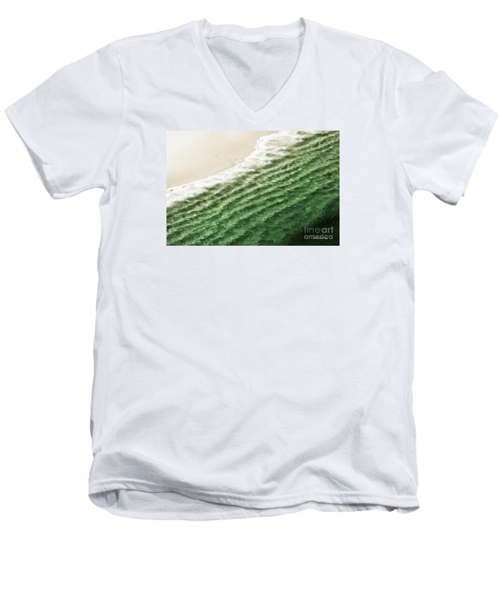 Big Sur Men's V-Neck T-Shirt featuring the photograph China Beach Wave Ocean Theme Pillow Print Tote by Artist and Photographer Laura Wrede