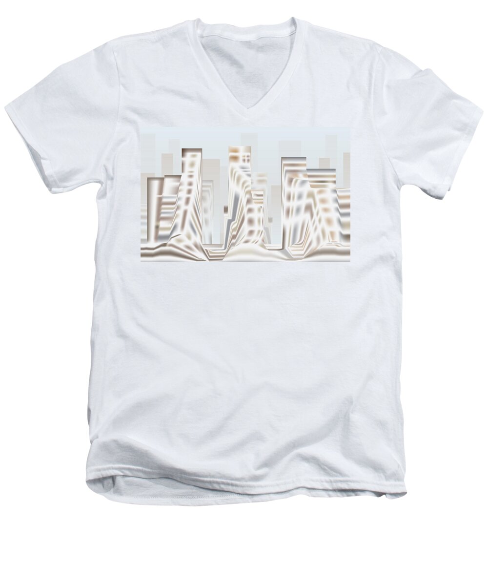 City Men's V-Neck T-Shirt featuring the digital art City Mesa 2 by Kevin McLaughlin