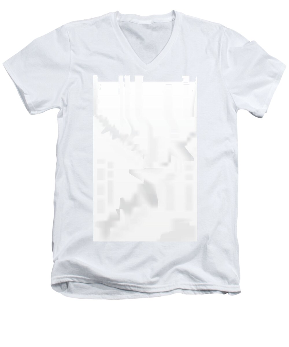 Digital Men's V-Neck T-Shirt featuring the digital art City Stair by Kevin McLaughlin