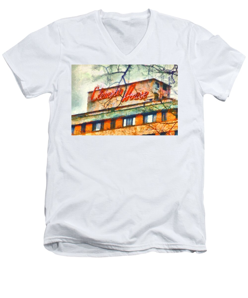 Clemson Men's V-Neck T-Shirt featuring the painting Clemson House by Lynne Jenkins