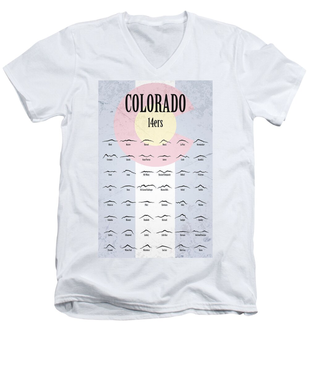 Colorado Men's V-Neck T-Shirt featuring the photograph Colorado 14ers Poster by Aaron Spong