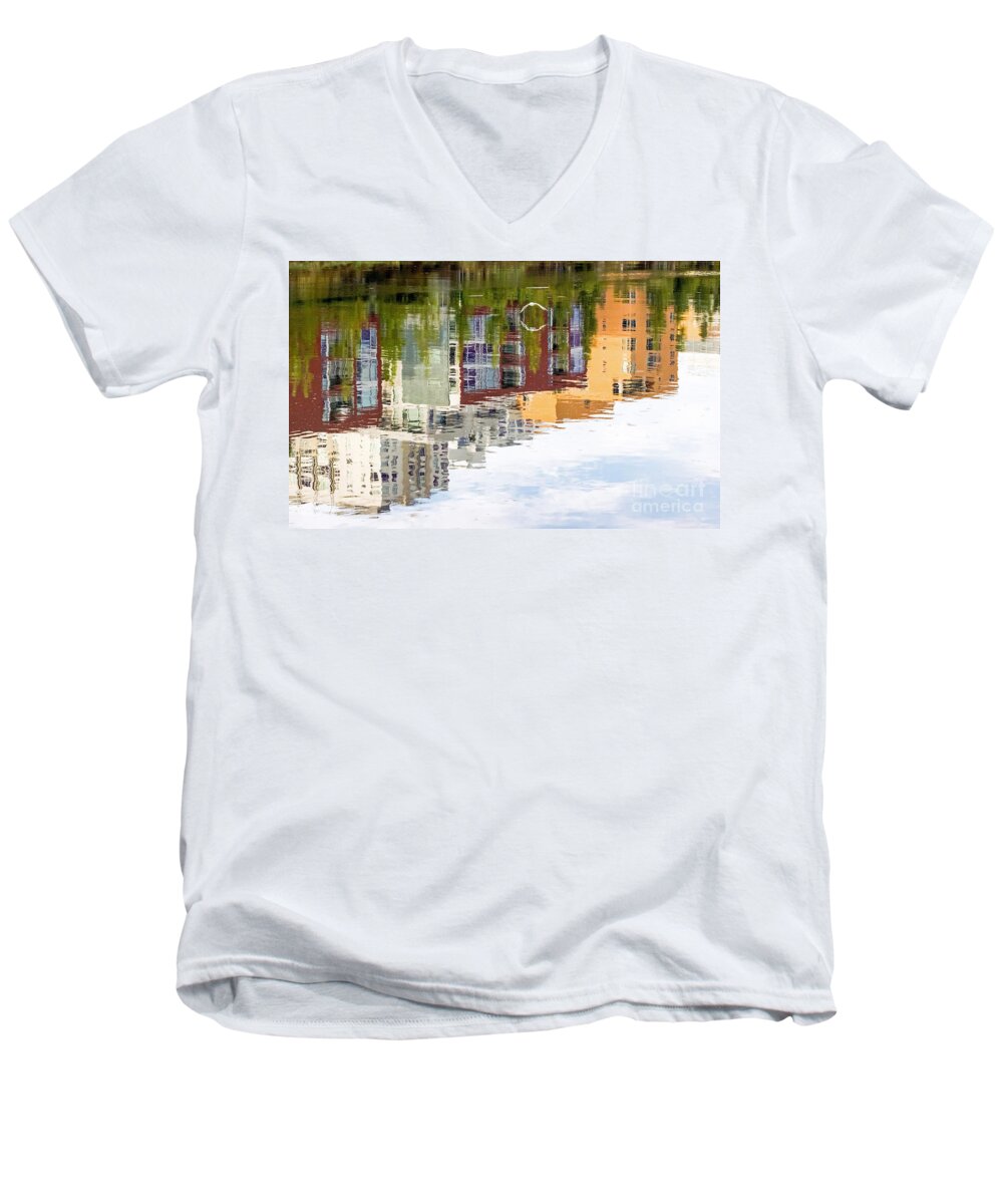 Kate Brown Men's V-Neck T-Shirt featuring the photograph Creekside Reflections by Kate Brown