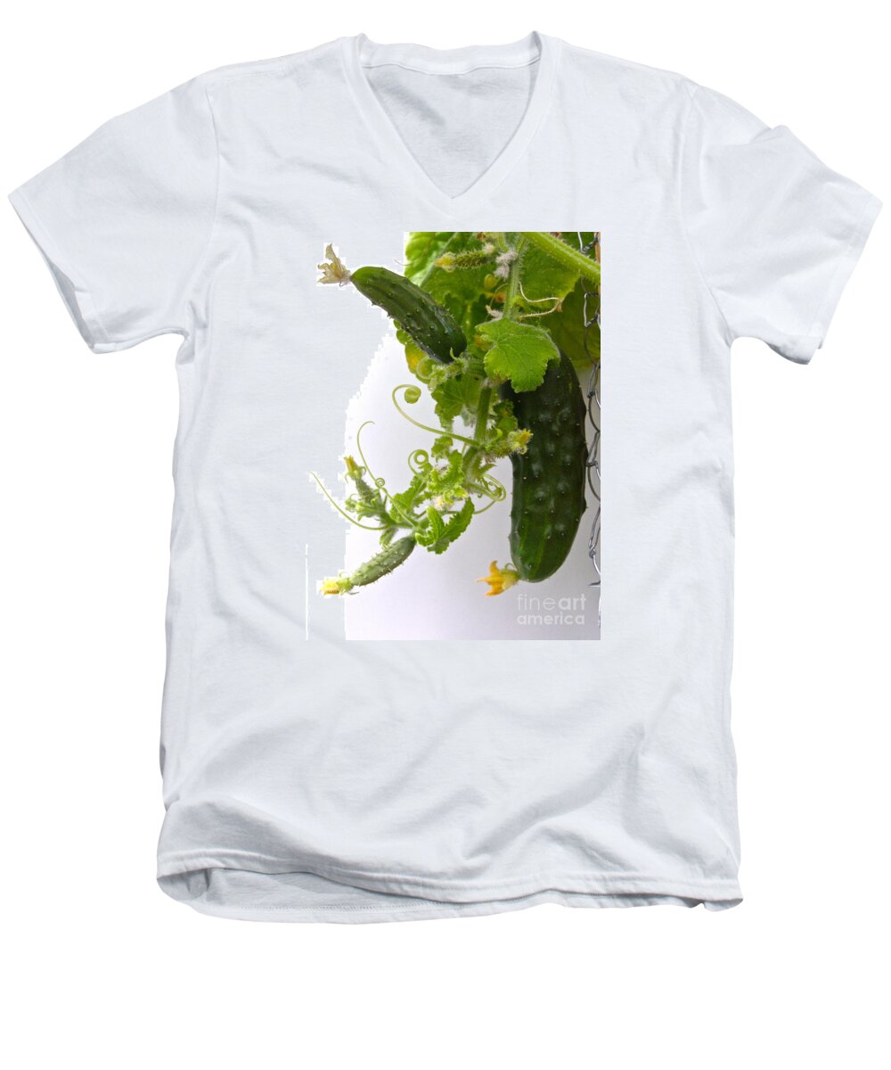 Lela Becker Men's V-Neck T-Shirt featuring the photograph Cucumber Dance by LeLa Becker