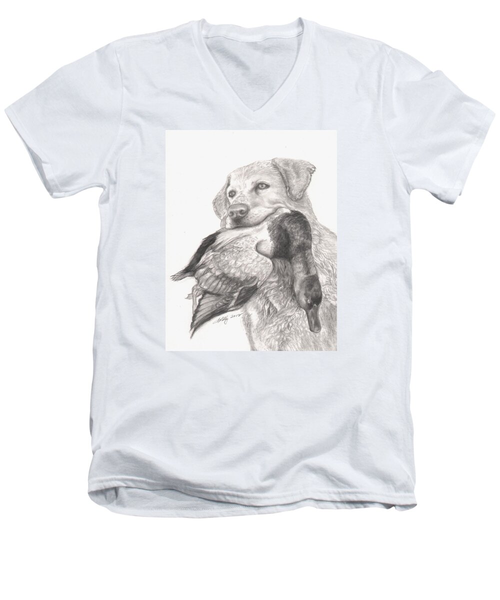 Animals Men's V-Neck T-Shirt featuring the drawing Daisy by Kathleen Kelly Thompson