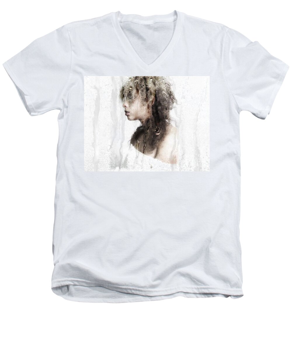 Men's V-Neck T-Shirt featuring the photograph Dank by Jessica S